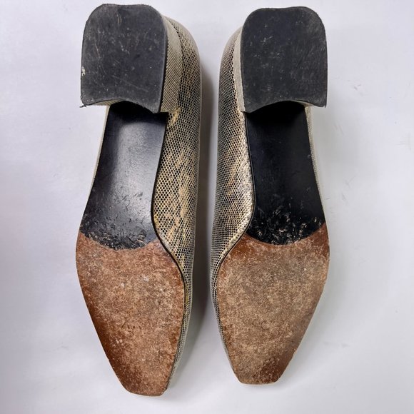 Stuart Weitzman Slip On Snake Embossed Leather Slip On Block Heel Pumps 6.5 AA - Picture 9 of 11